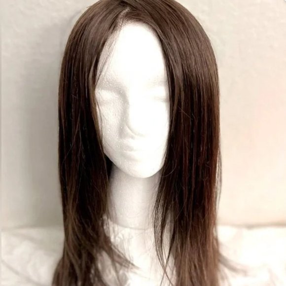 HAND TIED Belle Tress Wig “Tea Leaf Layer” Dark Brown Full Mono - Picture 4 of 6